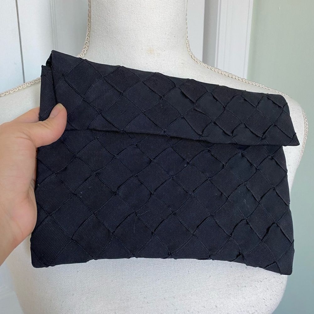 1940s Vintage Basket Weave Envelope Clutch